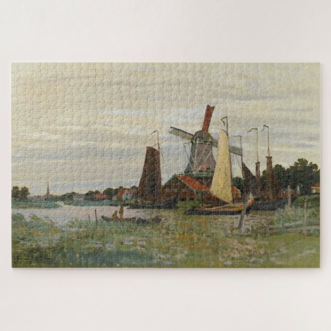 Claude Monet Windmill at Zaandam Puzzle (Horizontal)