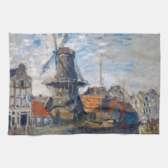 Claude Monet - Windmühle, Amsterdam Geschirrtuch (Horizontal)