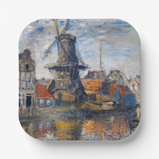 Claude Monet - Windmühle, Amsterdam Pappteller (Vorderseite)