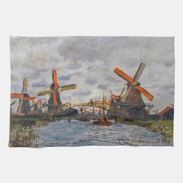 Claude Monet - Windmühlen bei Zaandam Geschirrtuch (Horizontal)