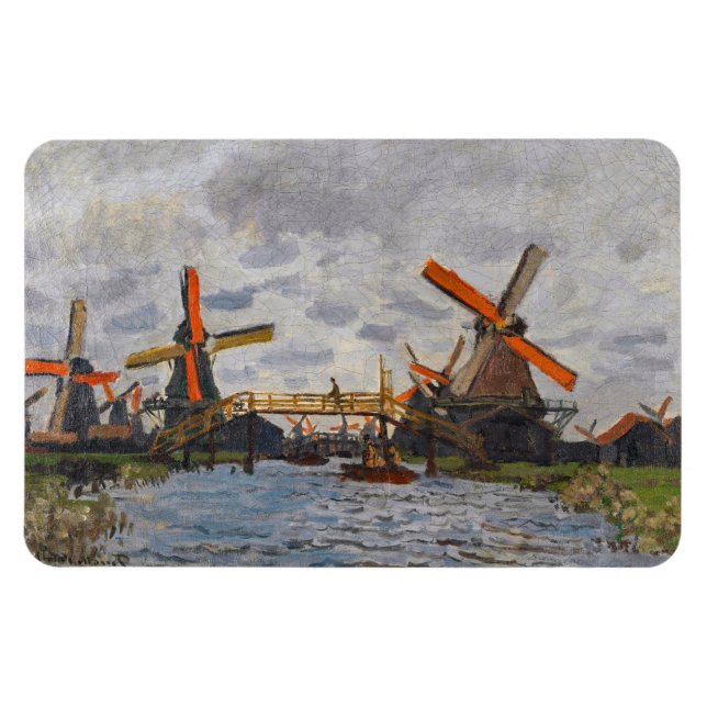 Claude Monet - Windmühlen bei Zaandam Magnet (Horizontal)