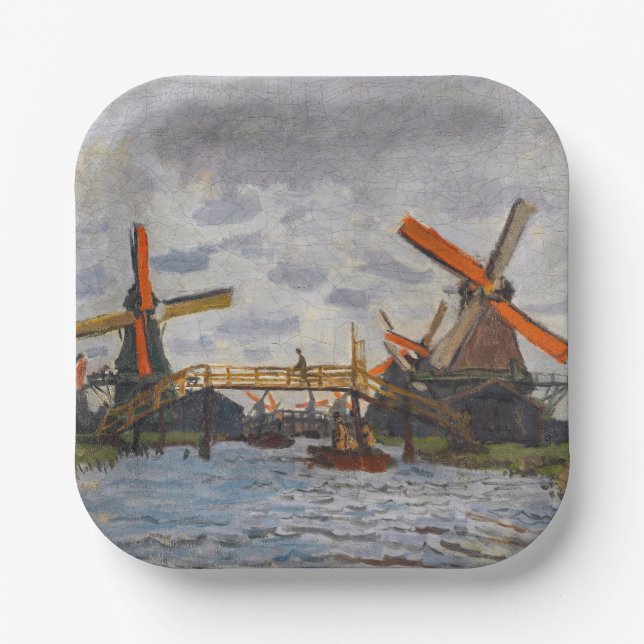 Claude Monet - Windmühlen bei Zaandam Pappteller (Vorderseite)