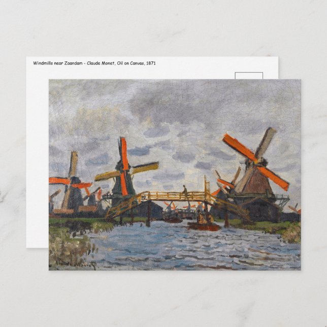 Claude Monet - Windmühlen bei Zaandam Postkarte (Vorne/Hinten)