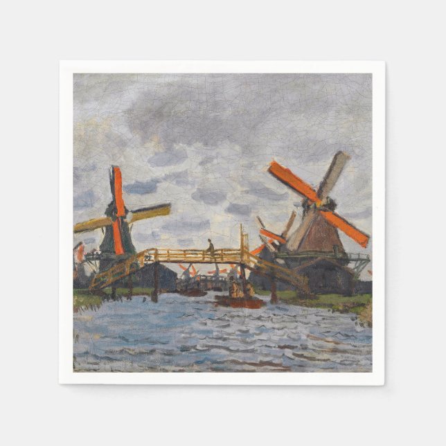 Claude Monet - Windmühlen bei Zaandam Serviette (Vorderseite)