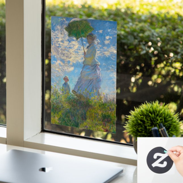 Claude Monet Woman mit einem Sonnenschirm Fensteraufkleber (Büro)