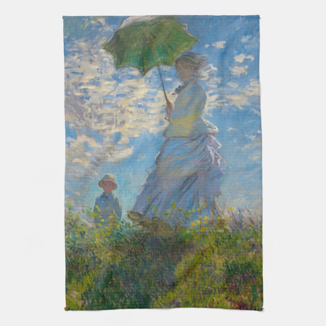 Claude Monet Woman mit einem Sonnenschirm Geschirrtuch (Vertikal)