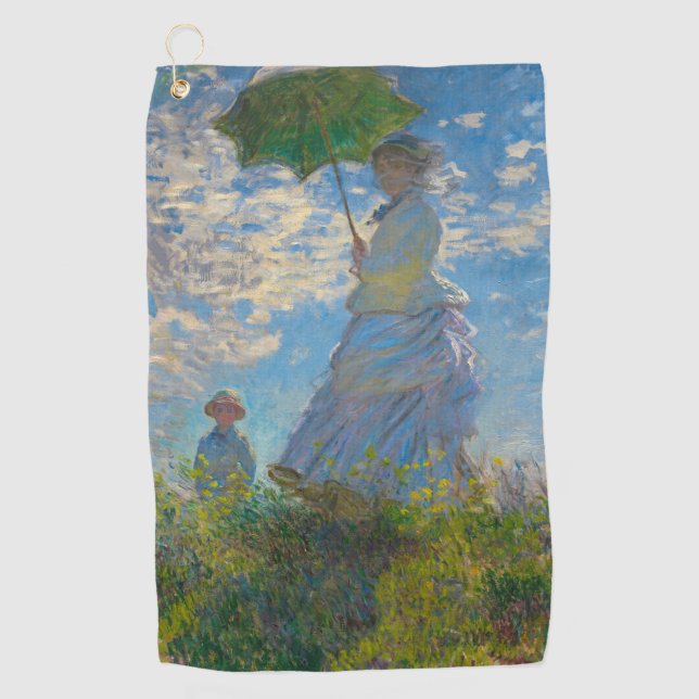 Claude Monet Woman mit einem Sonnenschirm Golfhandtuch (Vorderseite)