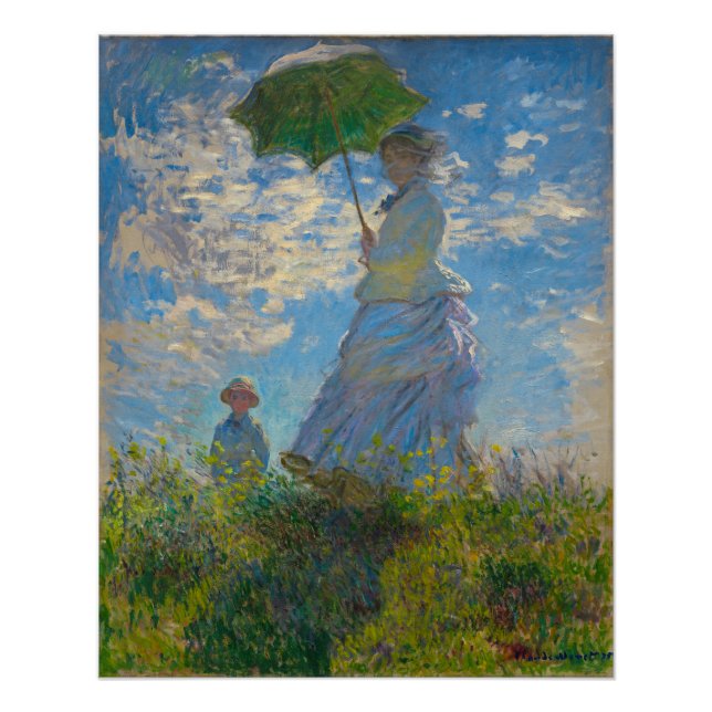 Claude Monet Woman mit einem Sonnenschirm Poster (Vorderseite)