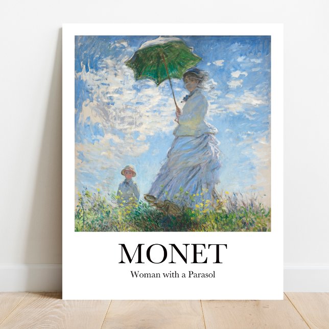 Claude Monet Woman mit einem Sonnenschirm Poster (
Monet Impressionist masterpiece "Woman with Parasol" poster. Vibrant garden scene, mother & child)