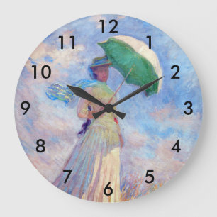 Claude Monet - Woman with a Parasol facing right Große Wanduhr