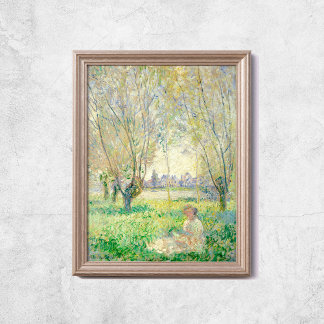 Claude Monet Women sitzt unter Willow Old Art Poster