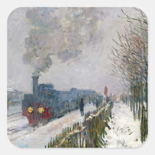Claude Monet - Zug im Schnee / Die Lokomotive Quadratischer Aufkleber