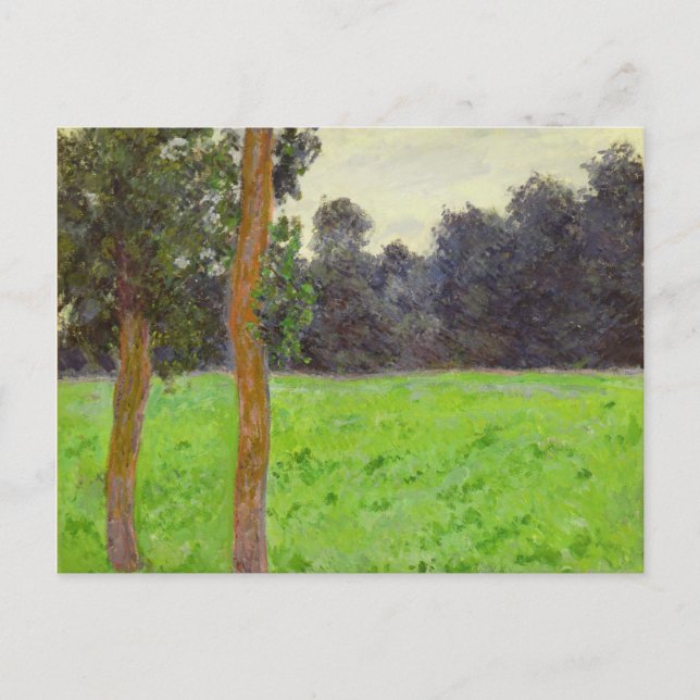Claude Monet Zwei Bäume auf der Wiese Postkarte (Vorderseite)