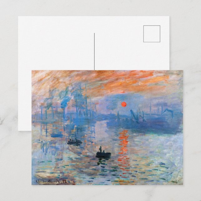 Claude Monets Eindruck, Sonnenaufgang Postkarte (Vorne/Hinten)