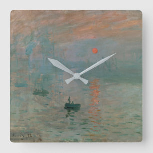 Claude Monets Eindruck Sonnenaufgang (Soleil Levan Quadratische Wanduhr