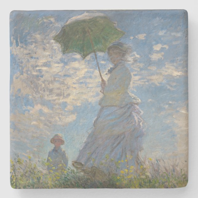 Claude Monets Frau mit Sonnenschirm (Der Spazierga Steinuntersetzer (Vorderseite)