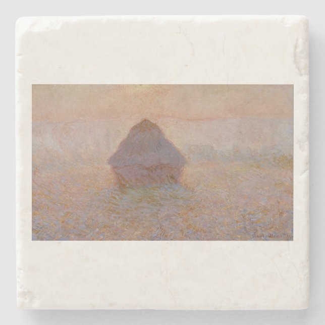 Claude Monets Grainstack, Sun in the Mist (1891) Steinuntersetzer (Vorderseite)
