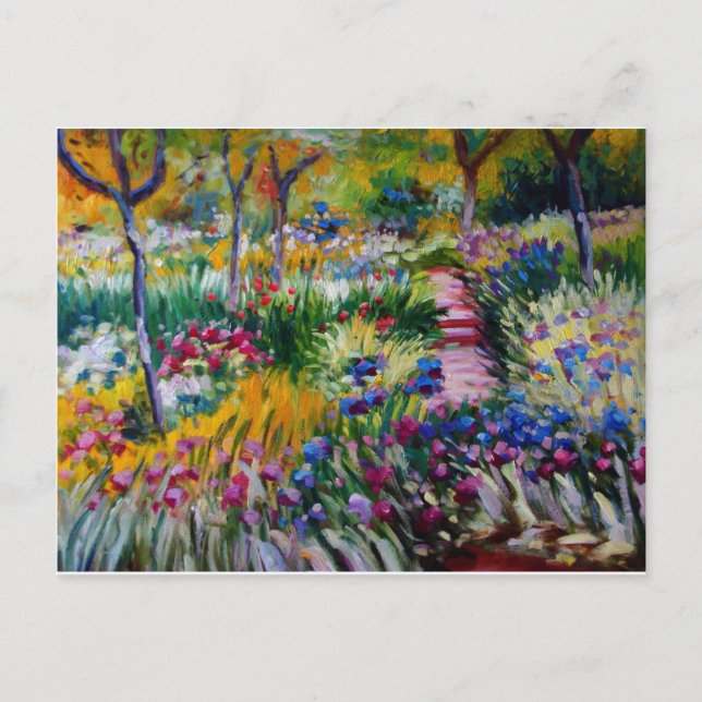 Claude Monets Iris Garden Postkarte (Vorderseite)