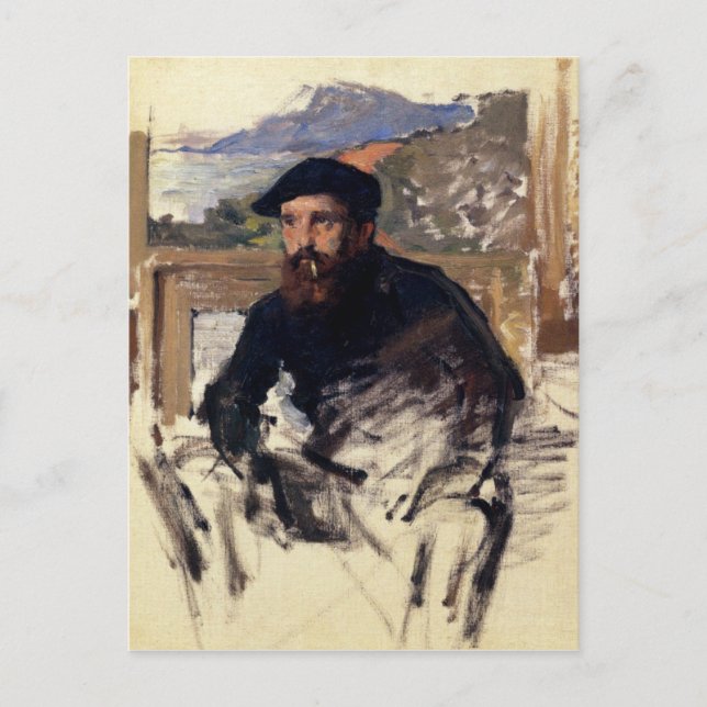 Claude Monets Selbstportrait in seinem Atelier Postkarte (Vorderseite)