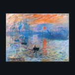 Claude Monets Sonnenaufgang Postkarte<br><div class="desc">Claude Monets "Sonnenaufgang" ist ein berühmtes Gemälde, das 1872 entworfen wurde. Es zeigt den Sonnenaufgang über dem Hafen von Le Havre, einer Stadt in Frankreich, in der Monet geboren war. Das Gemälde ist bekannt für seine hellen Farben und seine Haselatmosphäre, die die Schönheit und Ruhe eines neuen Tages erfassen. "Sunrise"...</div>