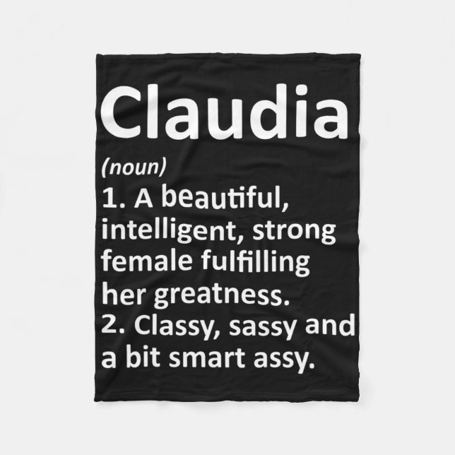 Claudia Definition Personalisierter Name Lustiges  Fleecedecke (Vorderseite)