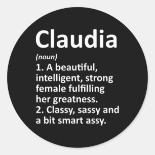 Claudia Definition Personalisierter Name Lustiges Runder Aufkleber