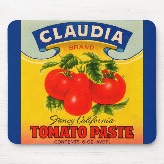 Claudia-Paste-Etikett aus den 30er Jahren Mousepad (Vorne)