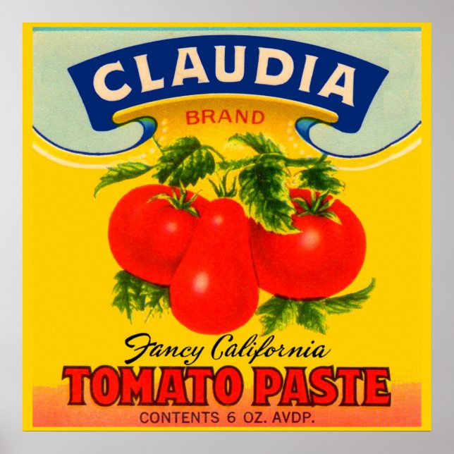 Claudia-Paste-Etikett aus den 30er Jahren Poster (Vorne)