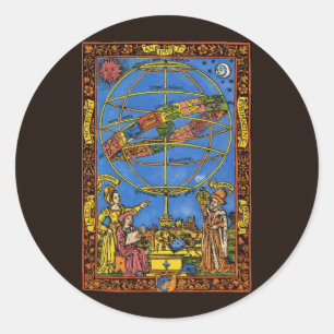 Claudius Ptolemäus Astronom, Vintage-Himmels- Runder Aufkleber