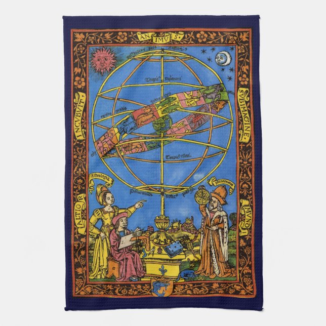 Claudius Ptolemy Astronomer, Vintager Celestial Geschirrtuch (Vertikal)