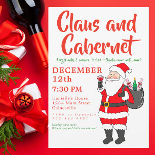 Claus & Cabernet Damen-Weinabend-Weihnachtsfeier Feiertagskarte