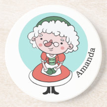 Claus custom name sandstone coaster