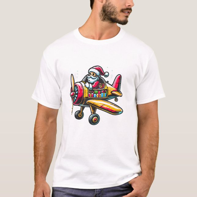 Claus Flying Airplane T-Shirt (Vorderseite)