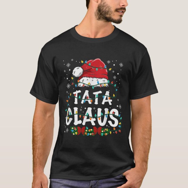 Claus Funny Christmas Lights Pajama Family Matchin T-Shirt (Vorderseite)
