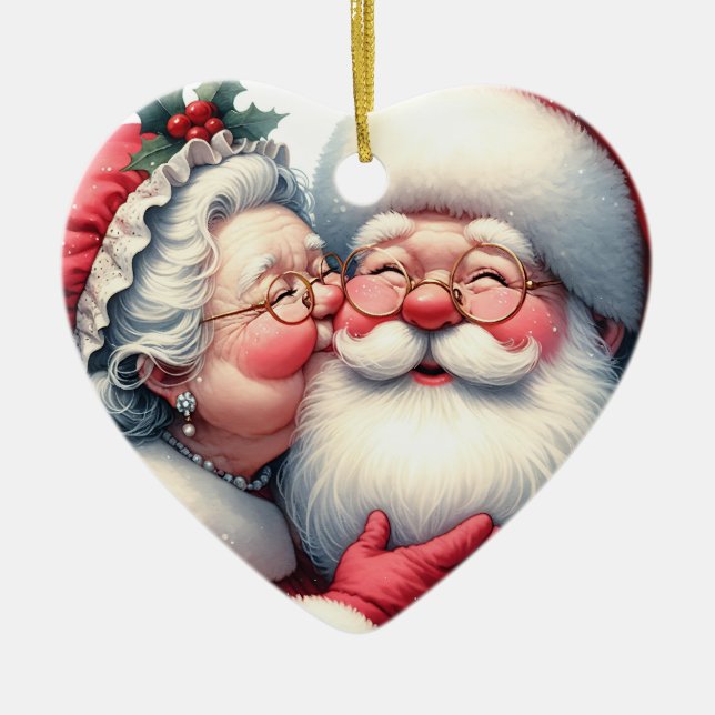 Clause Kissing Santa Personalisiert Weihnachten Keramik Ornament (Vorne)