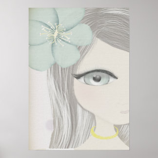Clavel Blume Grün große Augen delikater Zoomdruck Poster