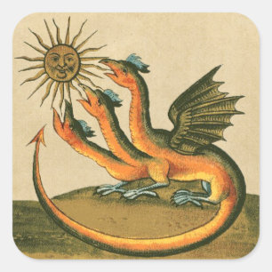 Clavis Artis Alchemy Dragons Quadratischer Aufkleber