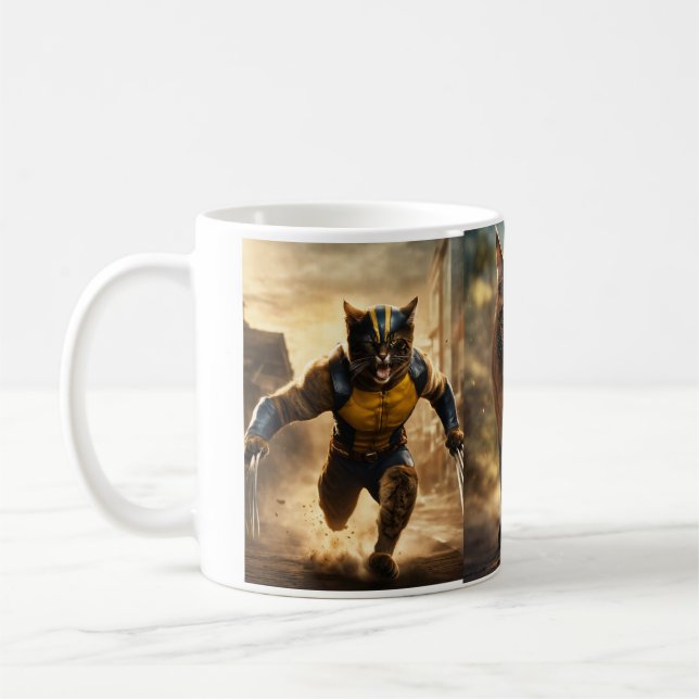Claw and Coffee: Cat Wolverine Print Tasse (Links)