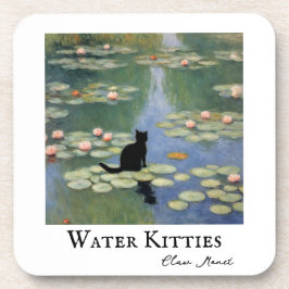 Claw Monet Water Lilies Cat Pond Getränkeuntersetzer