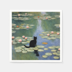 Claw Monet Water Lilies Cat Pond Serviette