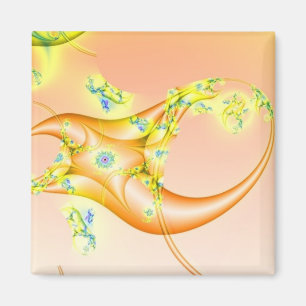 Claw Orange und Gelbes Fraktal Art Magnet