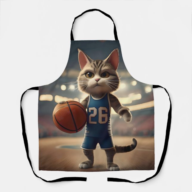 Claw-some Hoops: Der Fearless Cat Basketballer Schürze (Vorderseite)