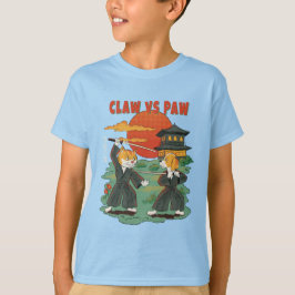 Claw vs Paw – Funny Samurai Cat and Dog T-Shirt