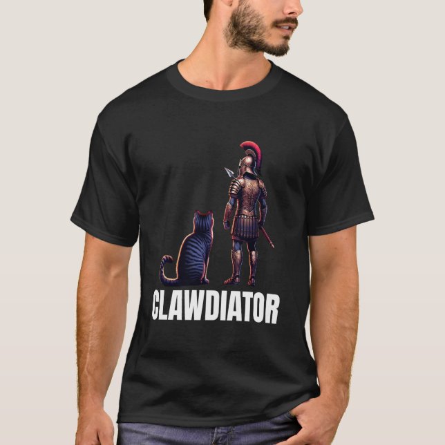 Clawdiator Gladiator Katze T-Shirt (Vorderseite)