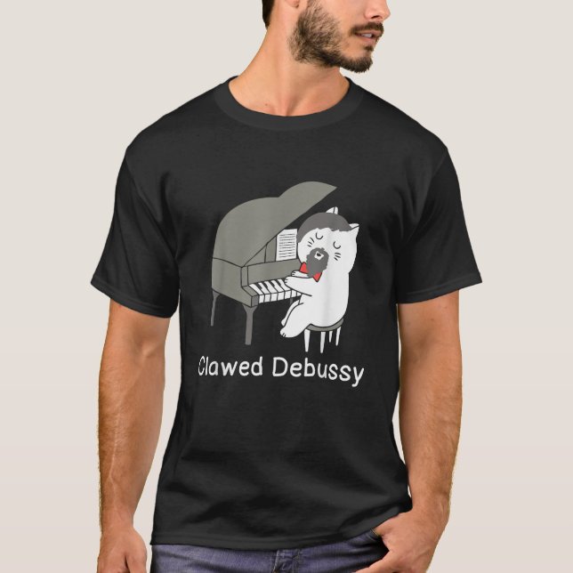 Clawed Debussy Cat Piano Classical Music Composer  T-Shirt (Vorderseite)