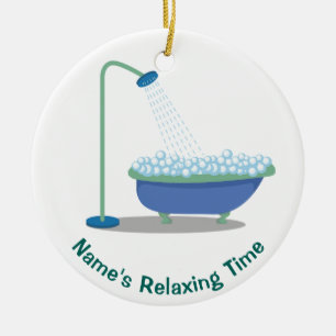 Clawfoot Wanne u. Blasen blau u. grün Keramikornament