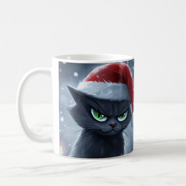 'Claws Humbug' Grumpy Weihnachtskatze Kaffeetasse (Links)