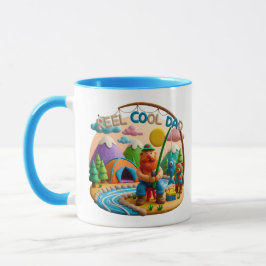 Clay Art “Reel Cool Dad” Fishing Scene Design Tasse