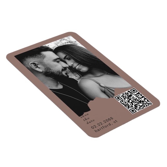 Clay Blush Paar Foto QR Code Hochzeit  Magnet (Rechte Seite)