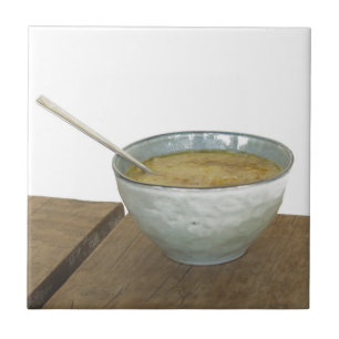 Clay Bowl Spoon Oats Porridge Table Fliese